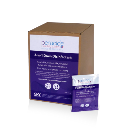 Peracide drain disinfectant
